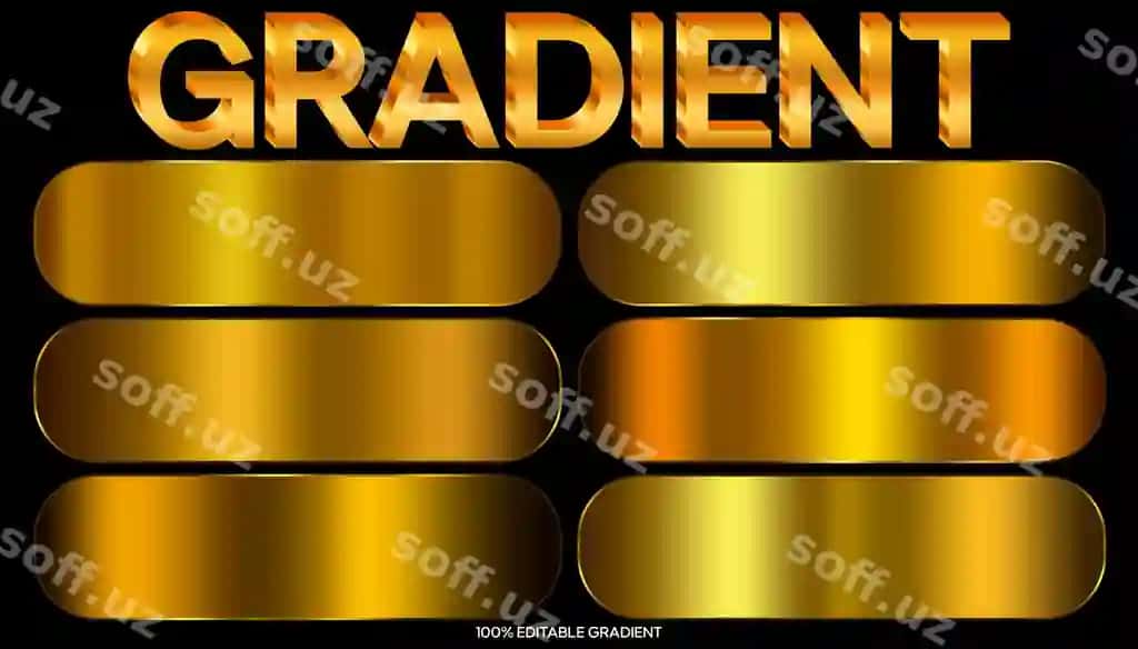 Oltin metall gradient, ramka gradienti 3D shrift, yaltiroq metall | Gold metallic gradient with frame gradient 3d font shiny metallic