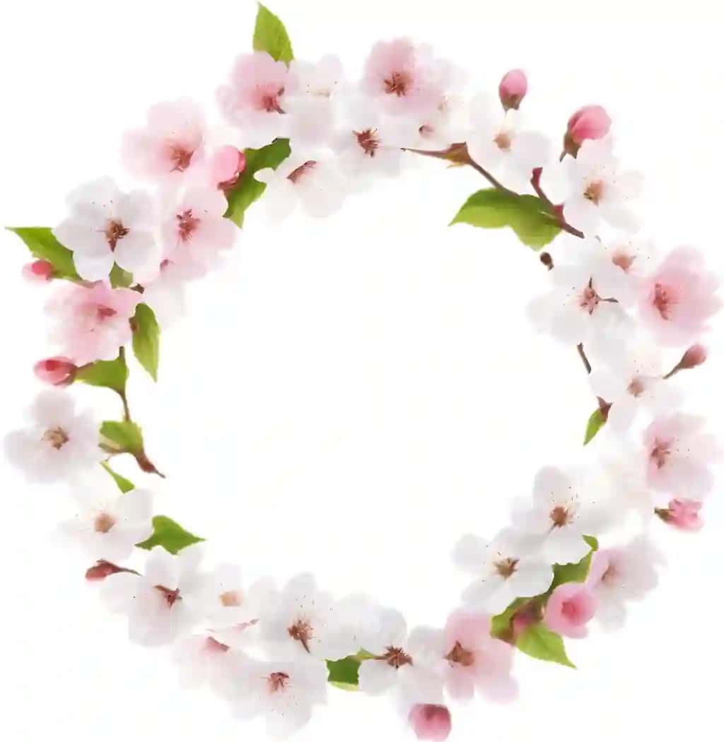 Suvli bo'ron tug'ilishi gullar ramkasi | Watercolor painting cherry blossom floral frame