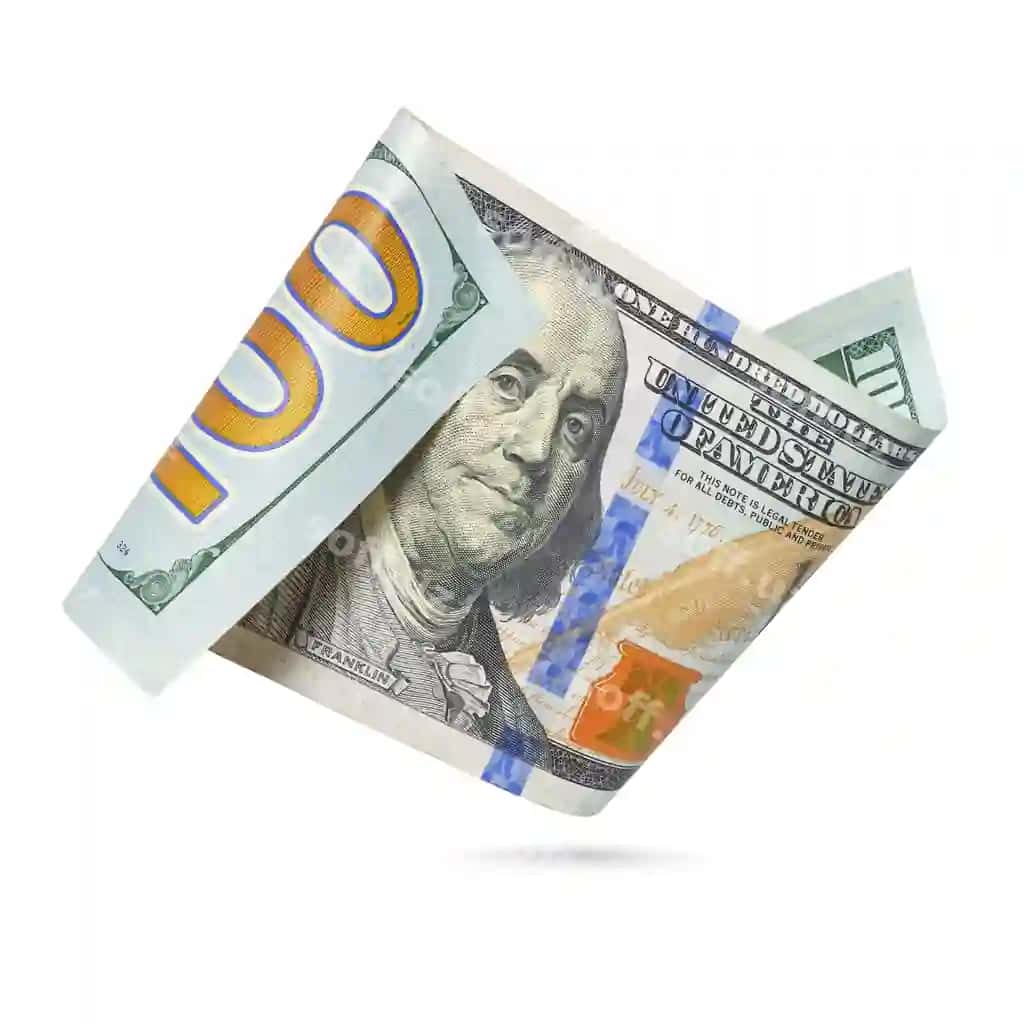 Amerika yuz dollarlik kupyurasining oq fonida izolyatsiya qilingan | American one hundred dollar bill isolated white background