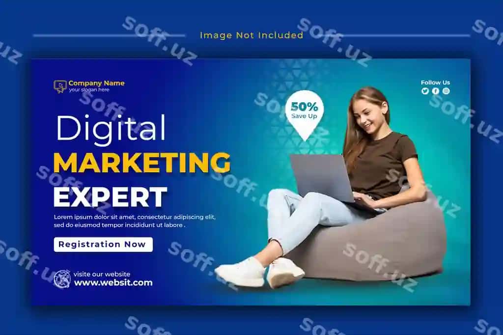 Korporativ biznes raqamliy marketing YouTube miniatura veb baner | Corporate business digital marketing youtube thumbnail web banner