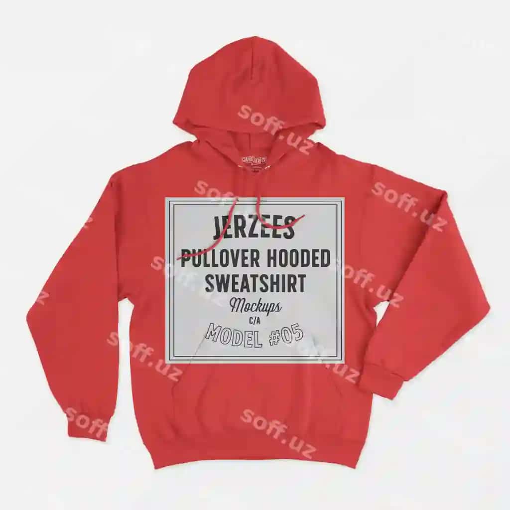 Jerzees pullover bosh qora svitshot mockup 05 | Jerzees pullover hooded sweatshirt mockup 05