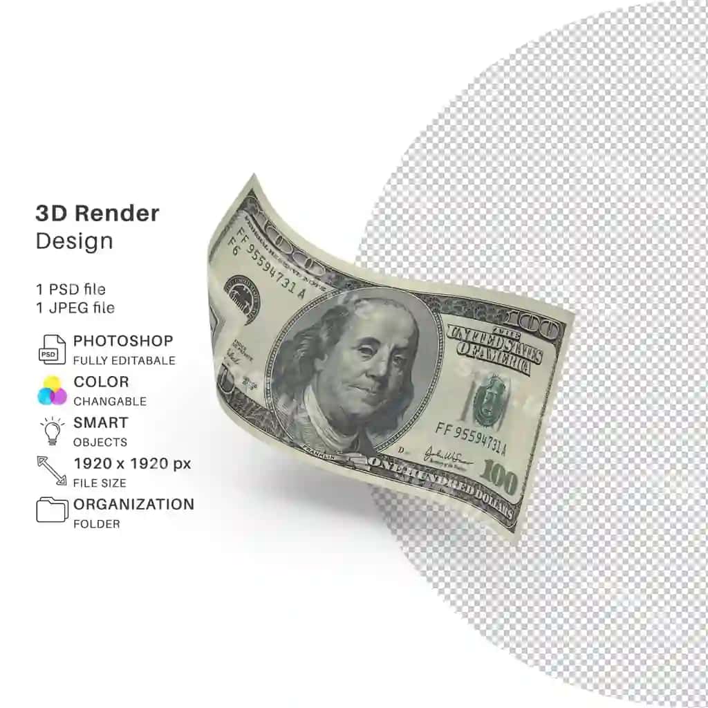 3D ko'rinishidagi dollar banknotasi tasviri | Picture dollar bill that says 3d it