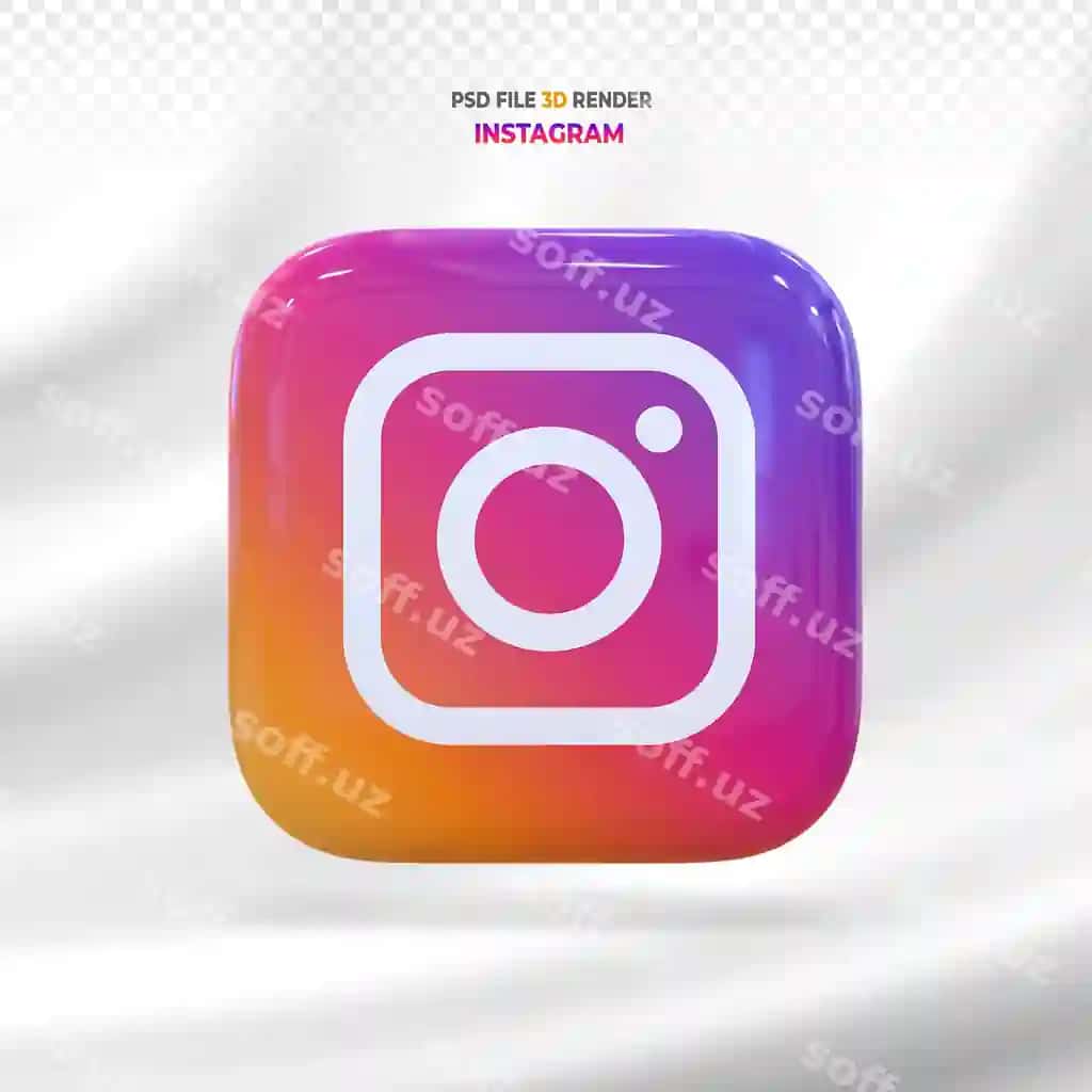 Instagram ijtimoiy tarmoqlar logotipi 3D render | Instagram social media logo 3d render