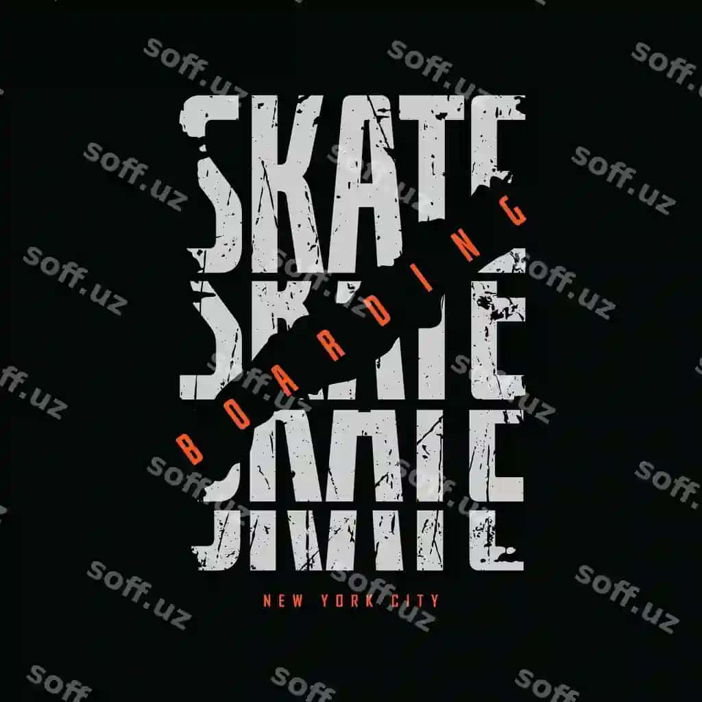 Skateboard tipografiyasi futbolka kiyim dizayni | Skateboard typography tshirt apparel design