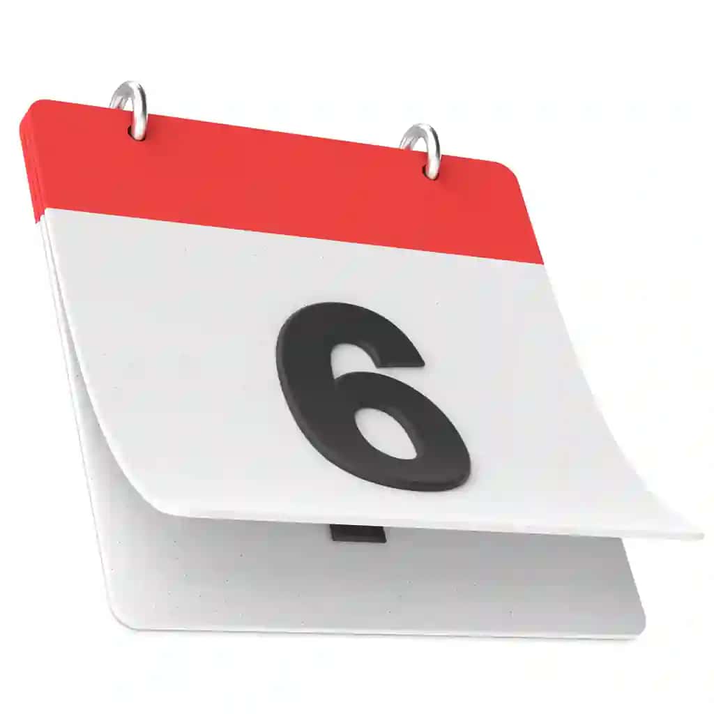 6-oltinchi kun oy taqvimi 3D rasm | 6th sixth day month calendar 3d illustration
