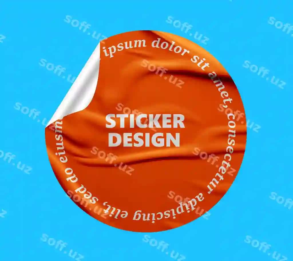Realistik ko'chadigan stiker mokap dizayni PSD shabloni | Realistic peel sticker mockup design psd template