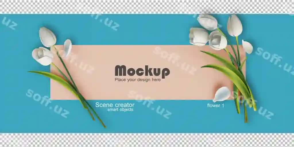 Turli gul ramka illustratsiyasi namunasi | Assorted flower frame illustration mockup