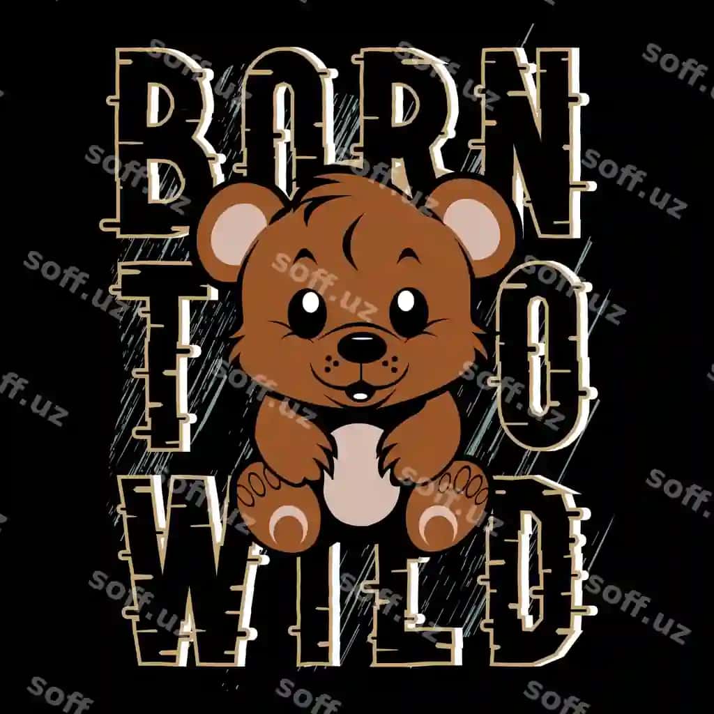 Siluet bilan yoqimli ayiq shiori tipografiyasi illyustratsiyasi multfilm vektori | Cute bear slogan typography illustration cartoon vector with silhouette