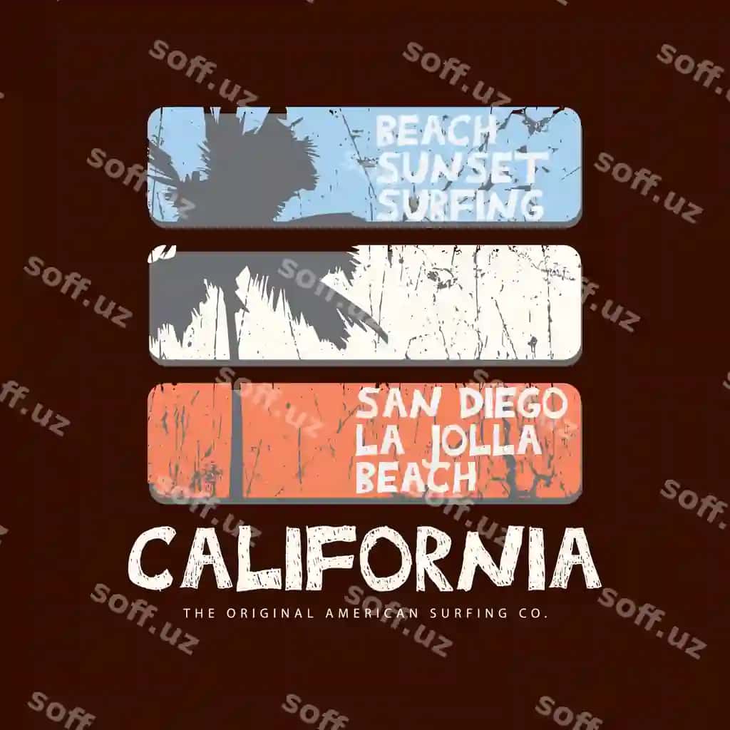Kaliforniya illustratsiyasi futbolka kiyim dizayni | California illustration tshirt apparel design