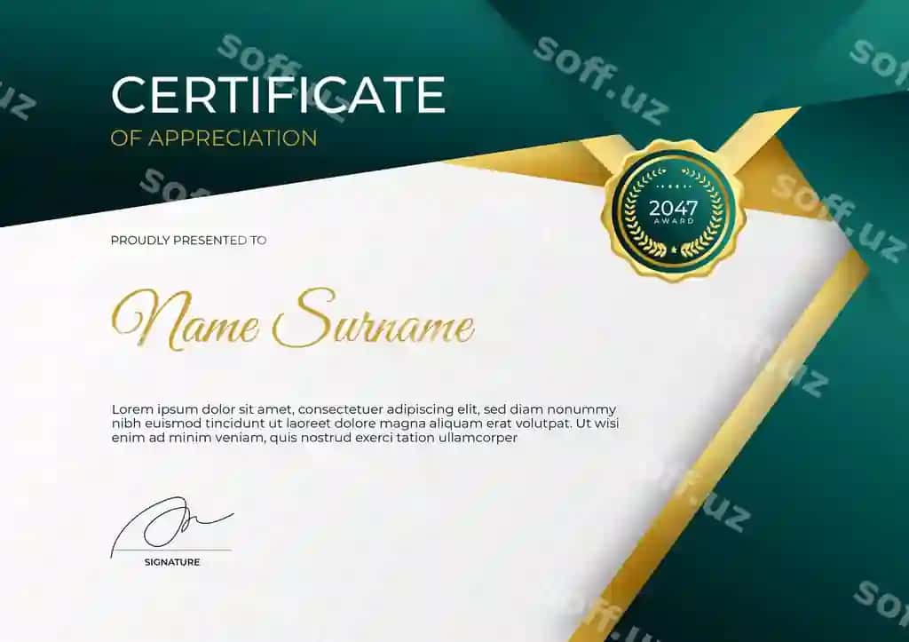 Oddiy zamonaviy sertifikat shabloni biznes korporativ onlayn ta'lim | Simple modern certificate template business corporate online education