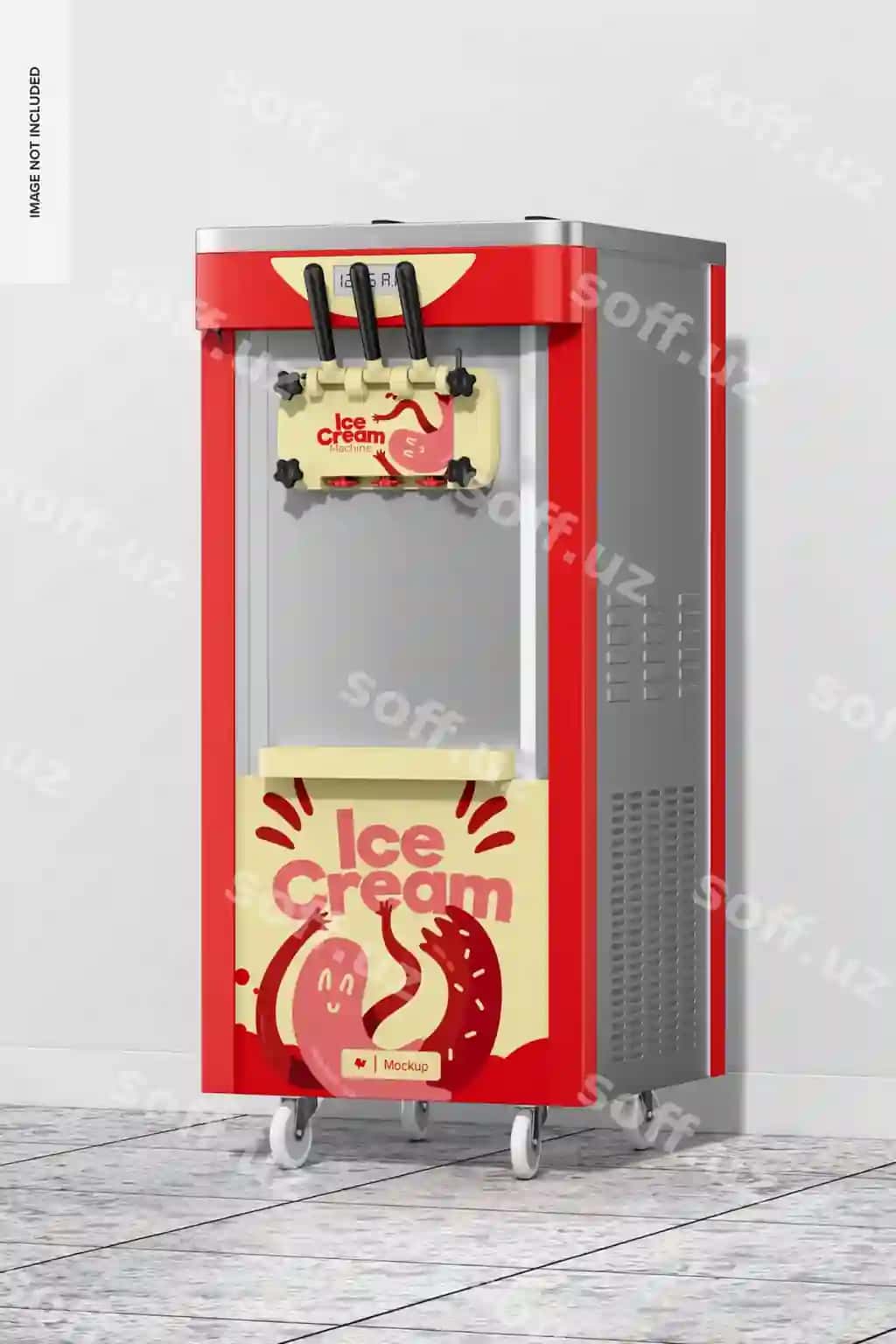 Muzq mashinasi prototip o'ng nazarat | Ice cream machine mockup right view