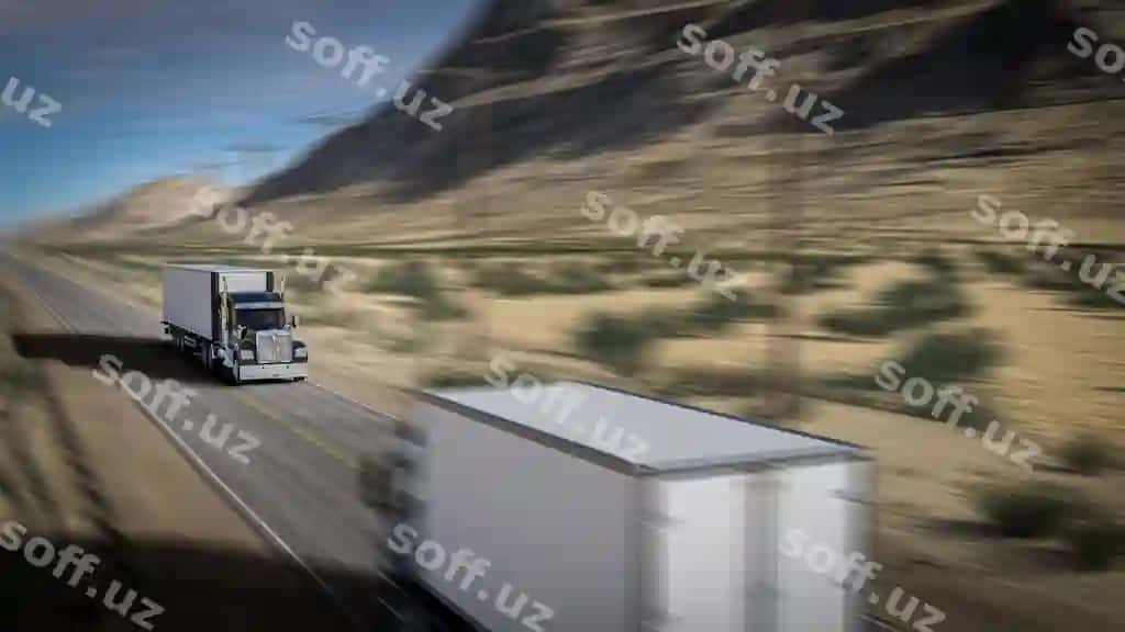 Amerika uslubidagi yuk mashinasi avtomagistrali yuk tashish mavzusidagi 3D tasviri | American style truck freeway pulling load transportation theme 3d illustration