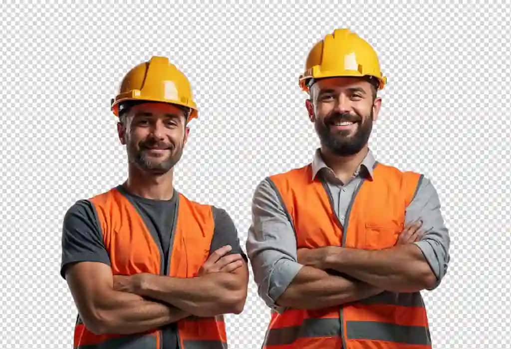 Qo‘llarini kesishgan to‘q sariq rangli yelek kiygan odam | Man wearing orange vest orange vest with arms crossed