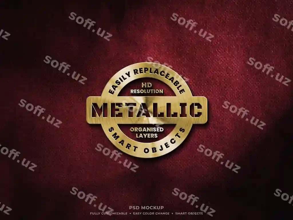 Oltin metalik logotip mockup noqul ipak | Golden metallic logo mockup rough fabric