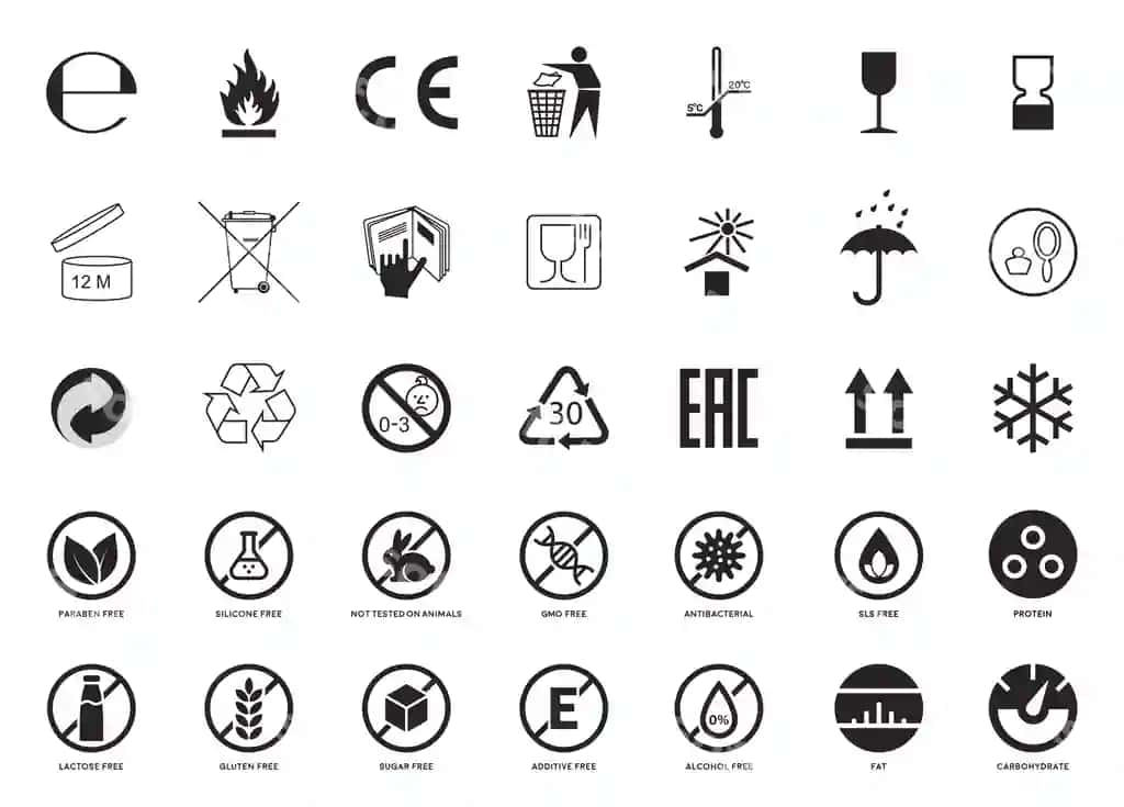 Qadoqlash belgilari qo'llanmasi umumiy belgilarni o'rnating | Set packaging symbols handbook general symbols