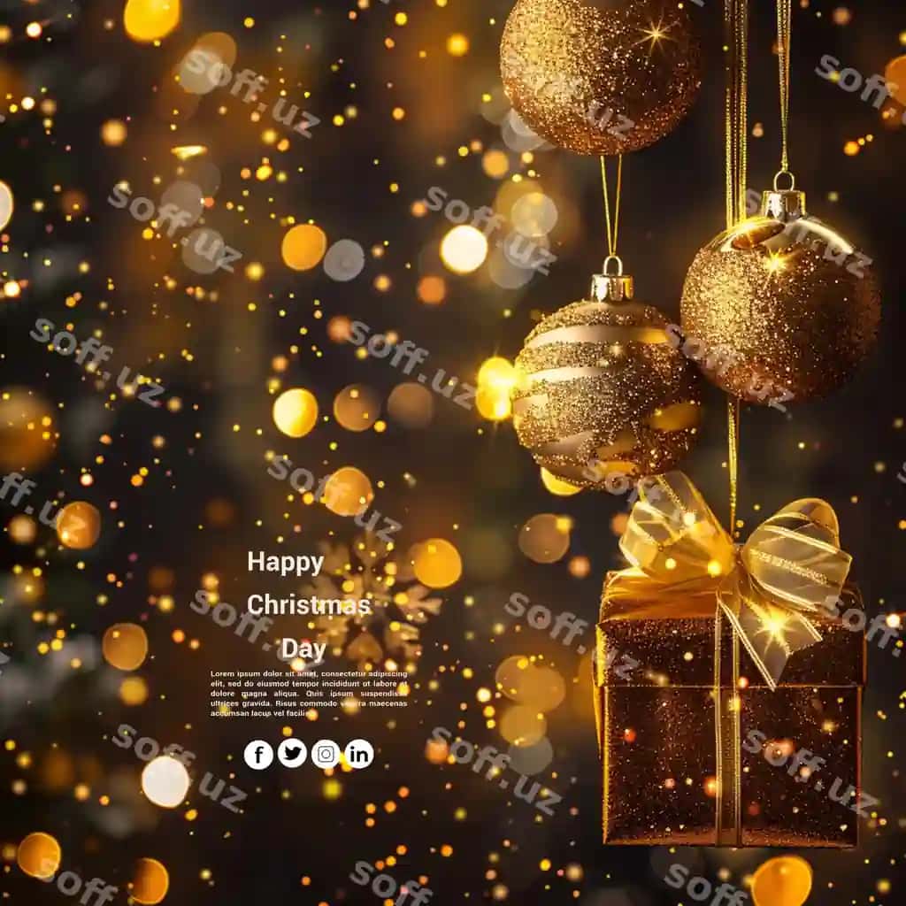 Baxromli Rojdestvo Yangi yil orqa fonda oltin sovg'a | Happy christmas new year background golden gift