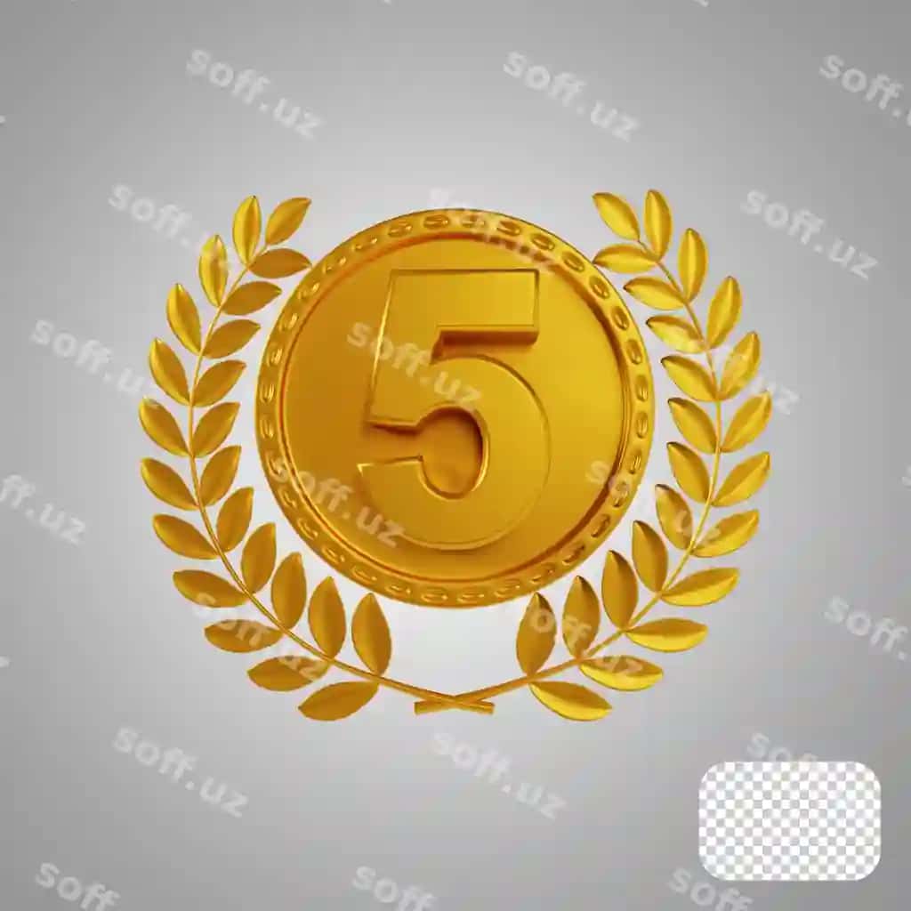 Bronza oltin medal be sh raqam 3d render | Bronze gold medal number five 3d rendering