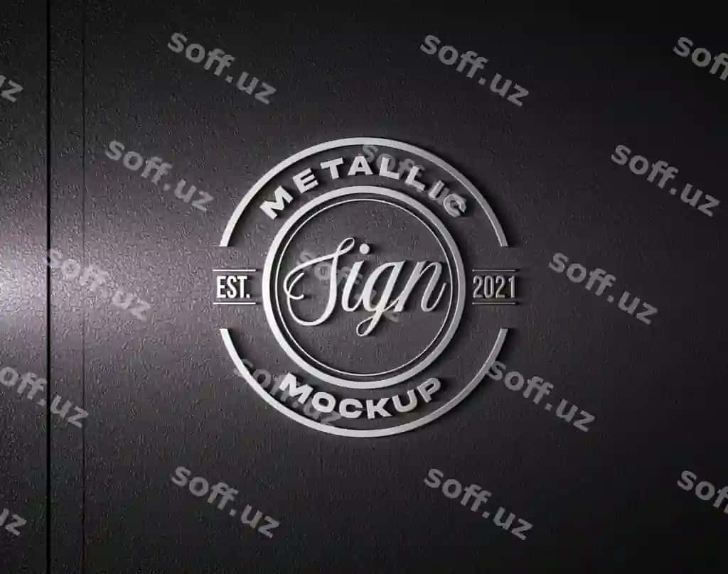 Metal logotipi namuna dizayni choyon yuzi | Metal logo mock up design leather surface