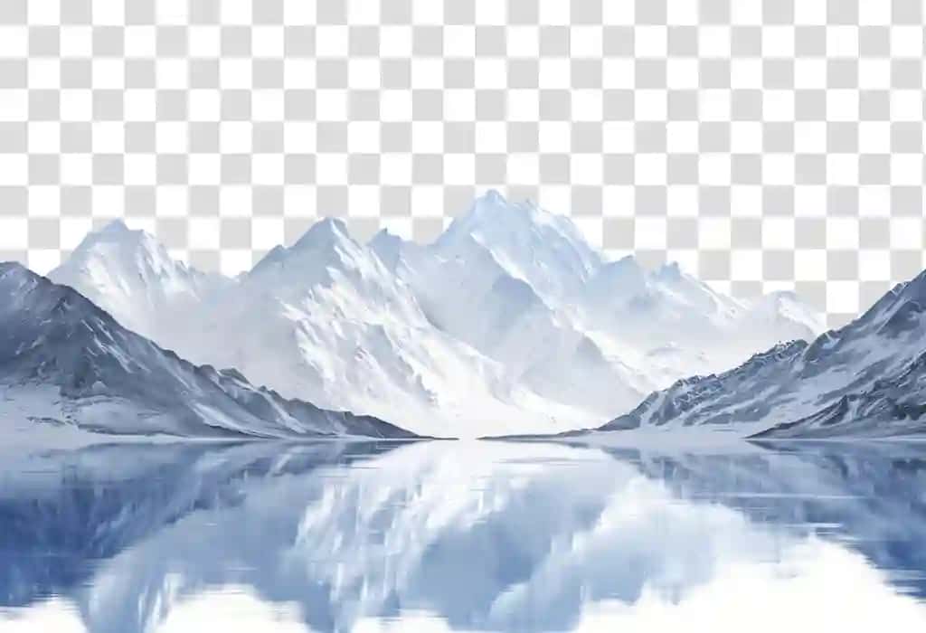 Sokin qorli tog'lar ko'lni aks ettirdi | Serene snowy mountains reflected lake