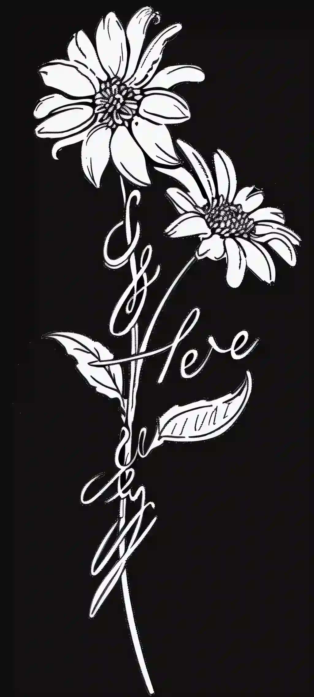 Men seni sevaman so'zlari bilan qora oq foto gul | Black white photo flower with words i love you it