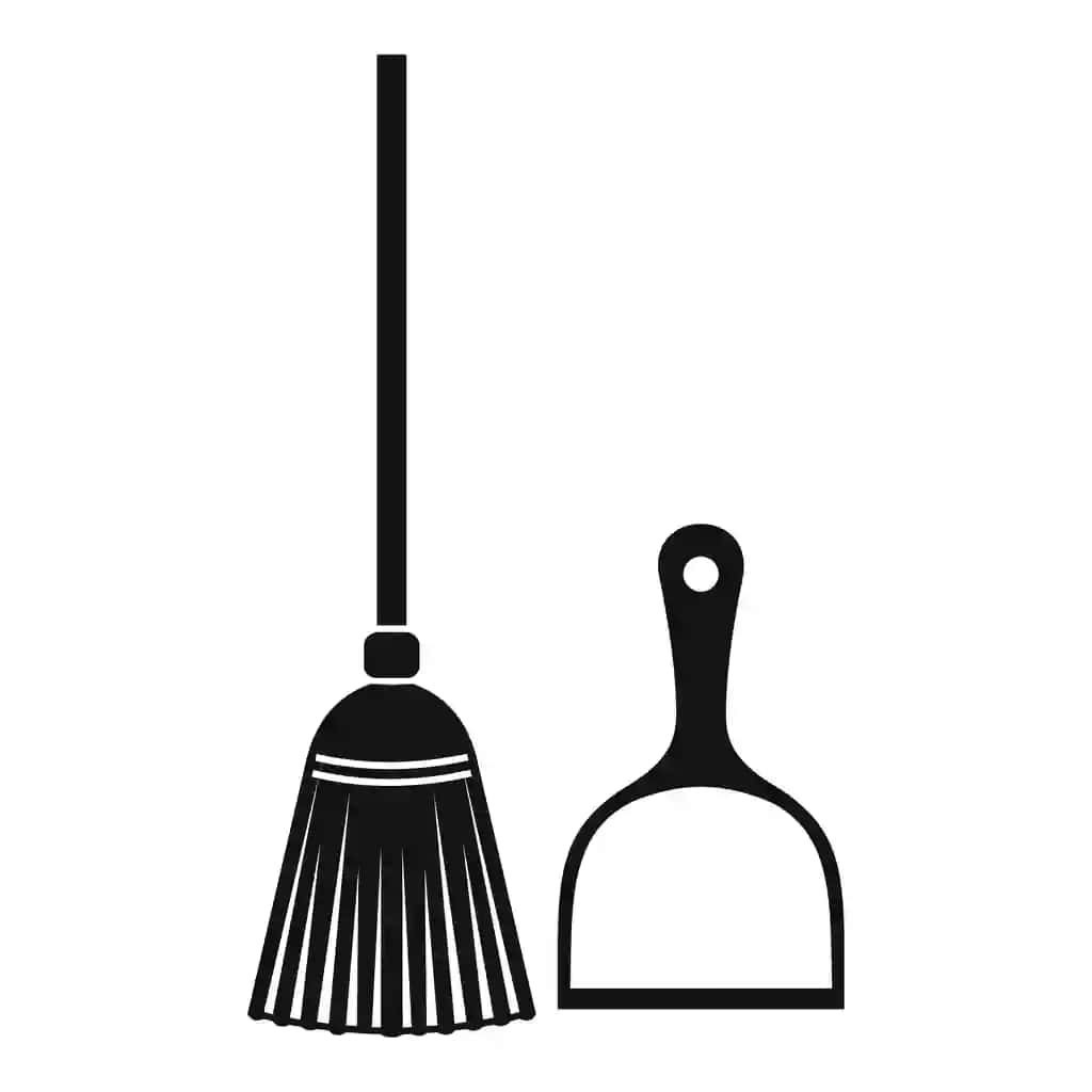 Supurgidagi chang piktogrammasi oddiy rasmli supurgi changlatgich vektor belgisi | Broom dustpan icon simple illustration broom dustpan vector icon