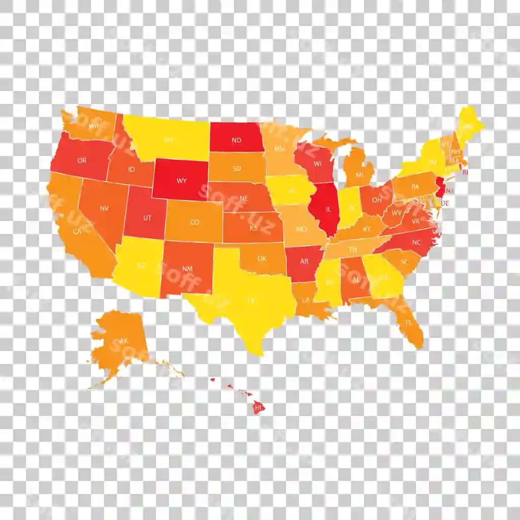 AQShning federal shtatlar vektorli illyustratsiyasi bilan xaritasi Amerika Qo'shma Shtatlari | Usa map with federal states vector illustration united states america