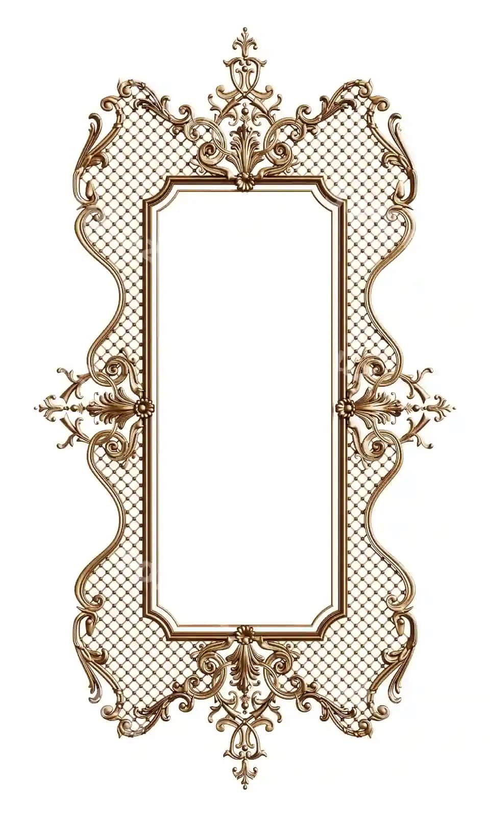 Klassik oltin ramka dekor ornamenti bilan ajraltirilgan 3D rendering | Classic golden frame with ornament decor isolated 3d rendering