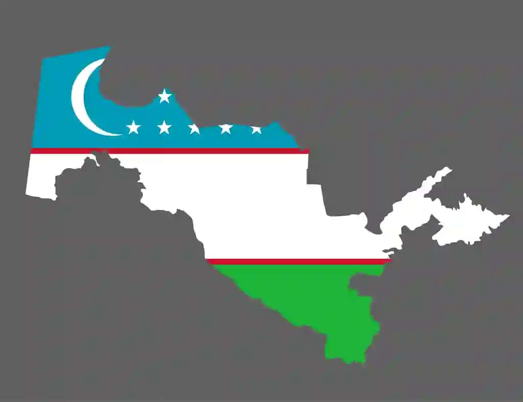 Osiyo bayrog'i tushirilgan O'zbekiston xaritasi | Uzbekistan map with flag asian cartography