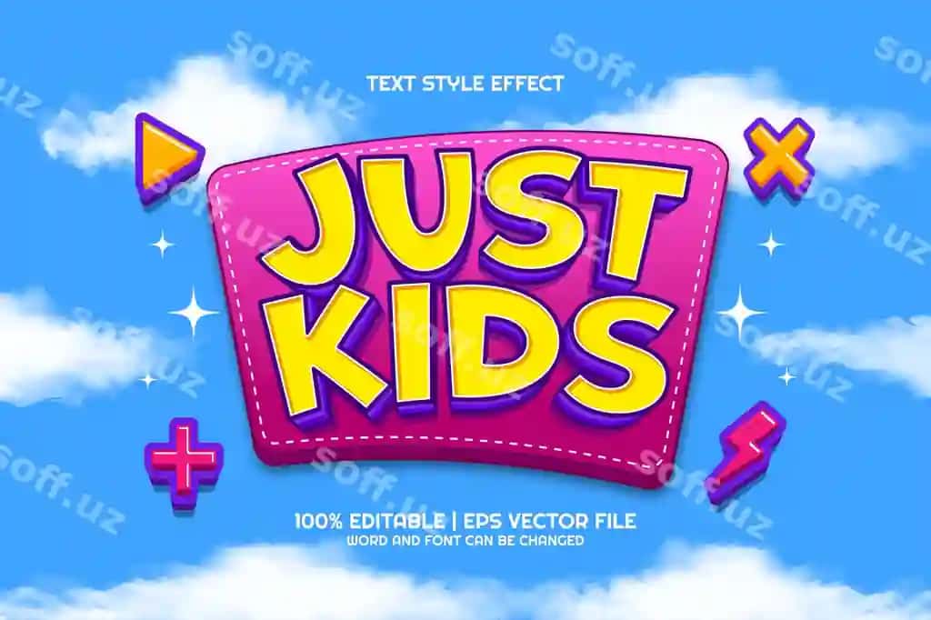 3d faqat bolalar uchun multfil'm tahrir qilish mumkin text effekti | 3d just kids cartoon editable text effect