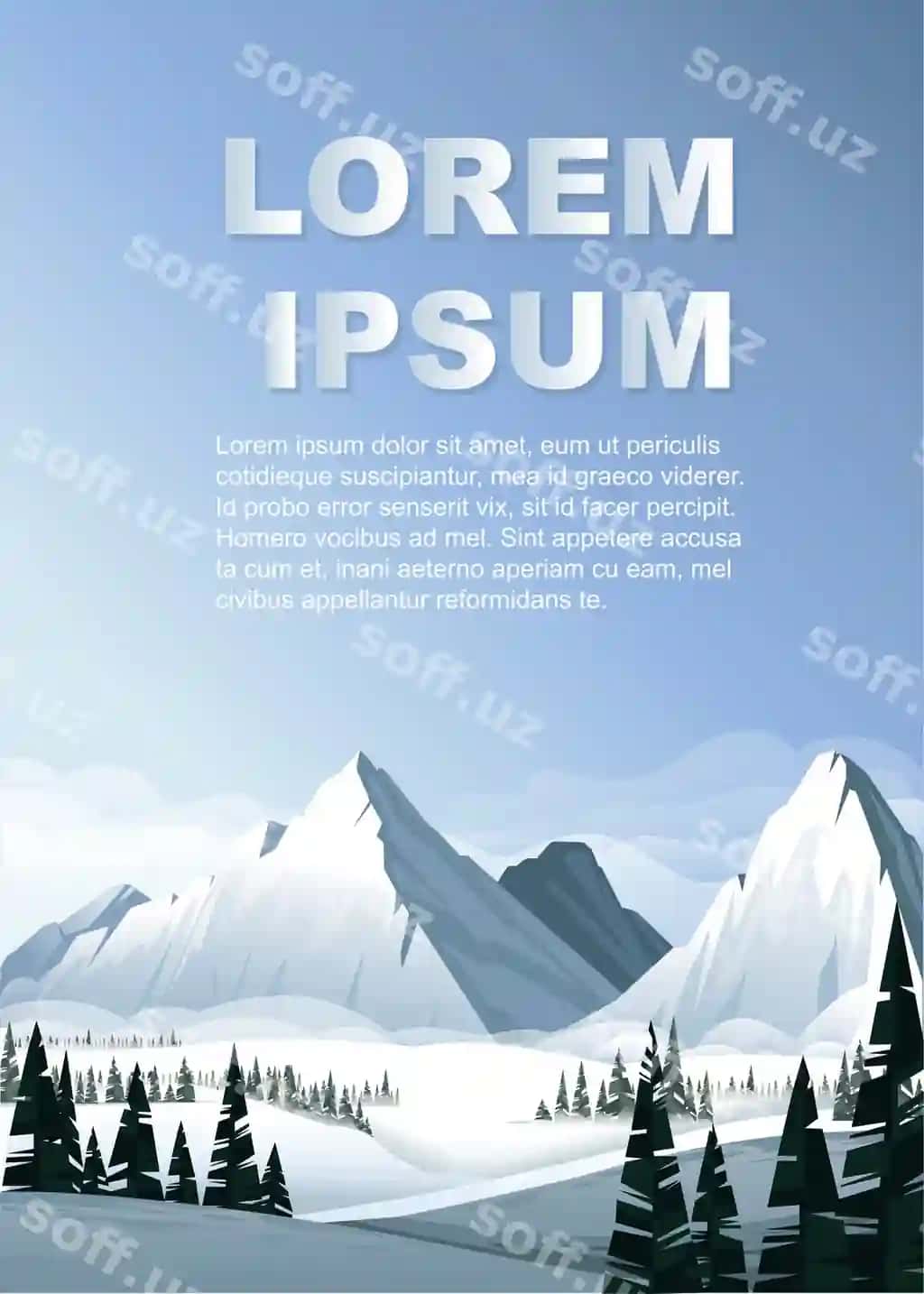 Baland tog'lar qishda doimiy yashil o'rmon tasvirlangan qish | High mountains winter with evergreen forest illustration winter
