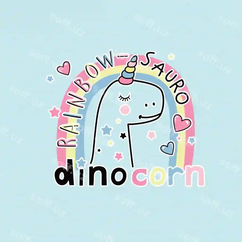 Vektor illustratsiyasi chiroyli dino yelkanot | Vector illustration cute dino unicorn