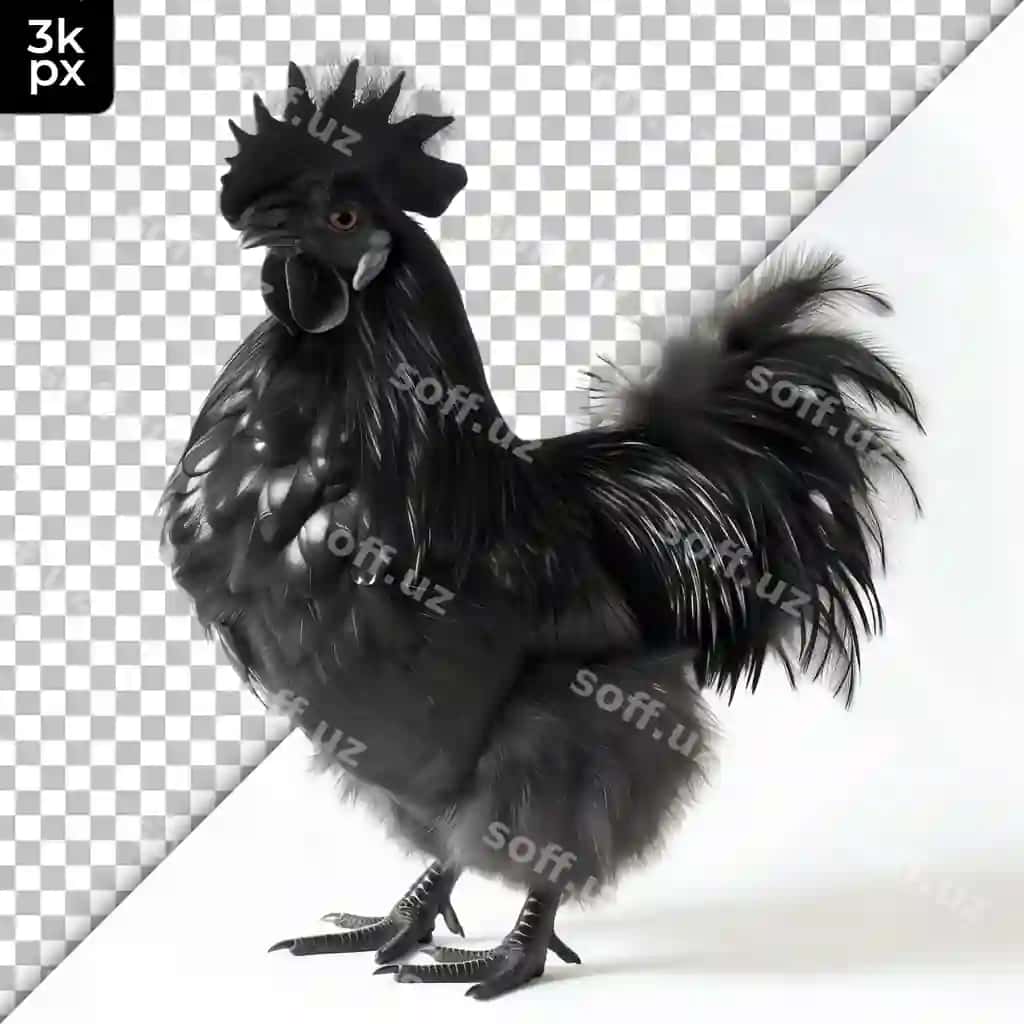 Oq fonda fhp harflari tushirilgan qora xo'roz | Black rooster with white background letters f h p