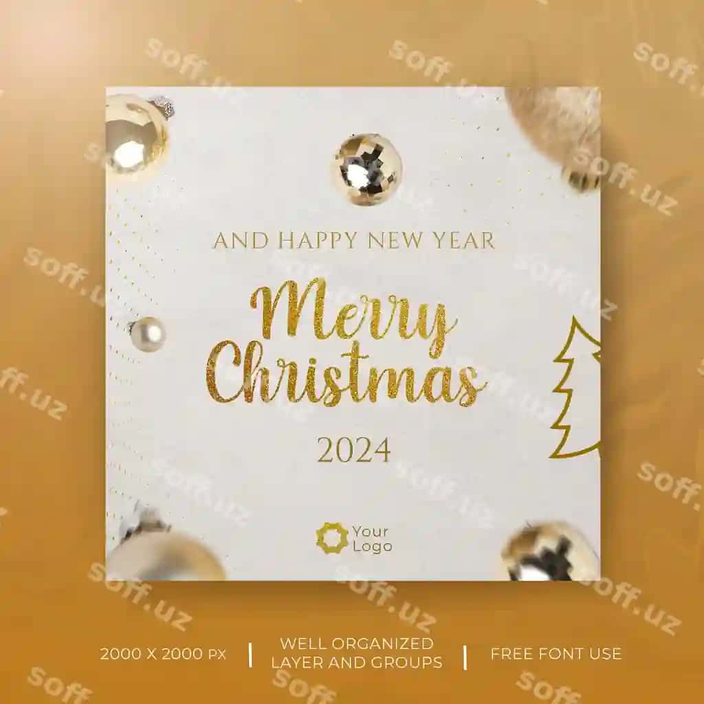 Psd 2024 Yangi yil bayrami ijtimoiy tarmoqlar post banner dizayn shabloni | Psd 2024 new year celebration social media post banner design template