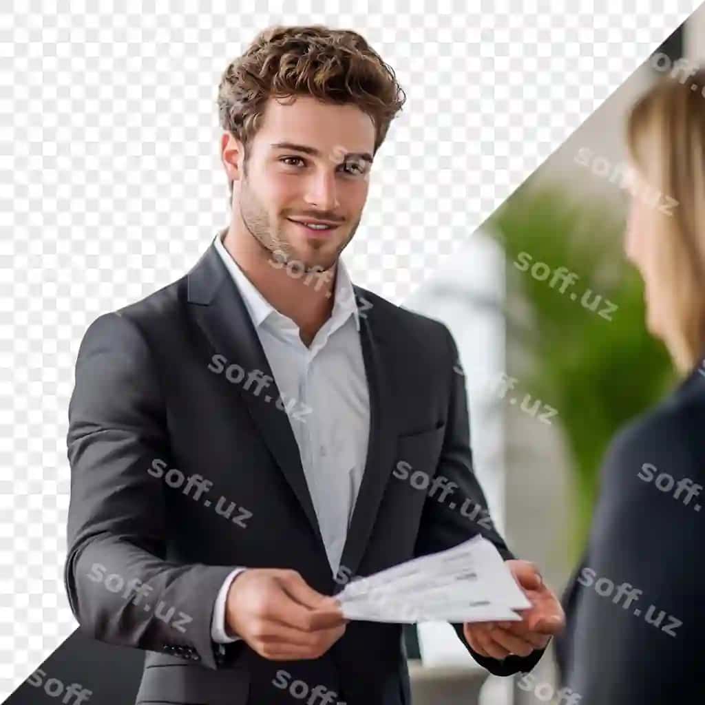 Er kostyum kiygan ayolga nutq ehtirof etmoqda. | Man suit is giving speech woman