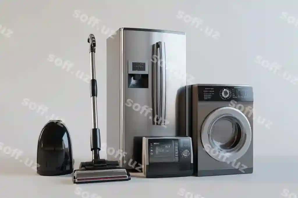 Batafsil 3D vizualizatsiya guruh uy jihozlari o'z ichiga AI fotosuratlari | Detailed 3d visualization group household appliances including ai photo