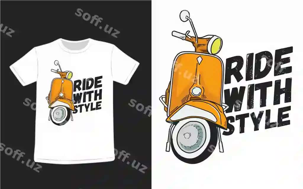 Stil bilan bormoq tipografiya futbolka dizayni | Ride with style typography t shirt design