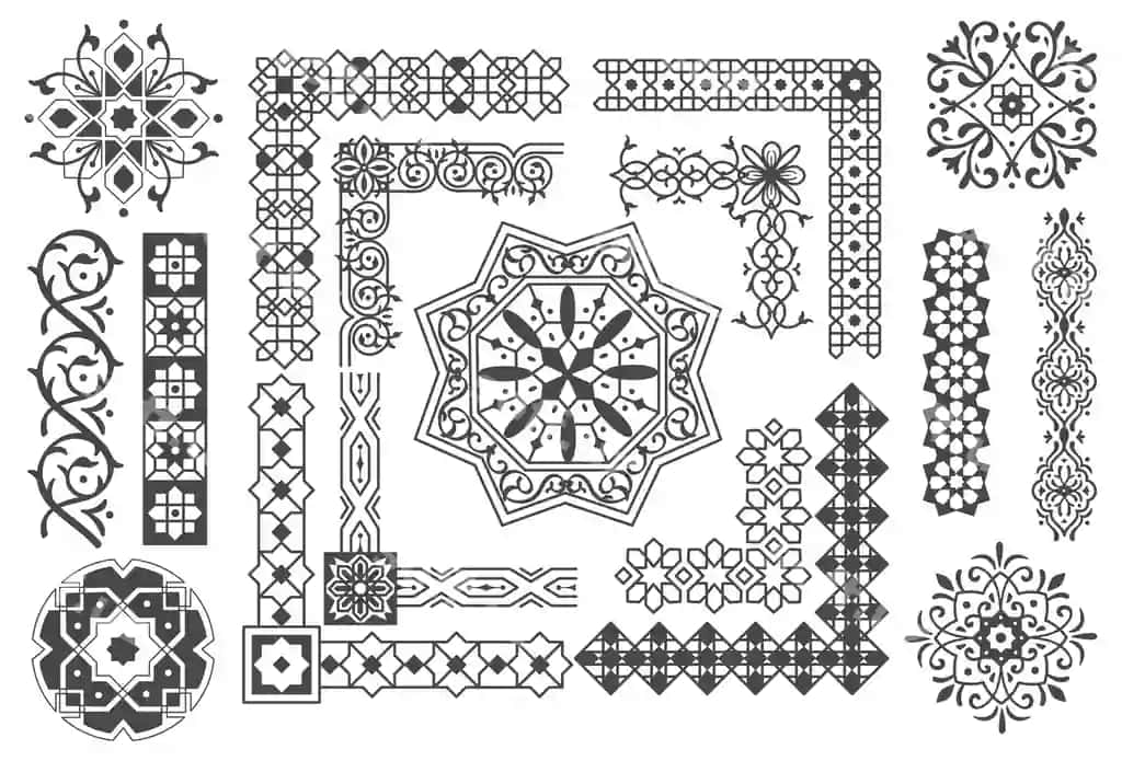 Islomiy chegara naqshi dizayn elementi vektor illustratsiya | Islamic border pattern design element vector illustration
