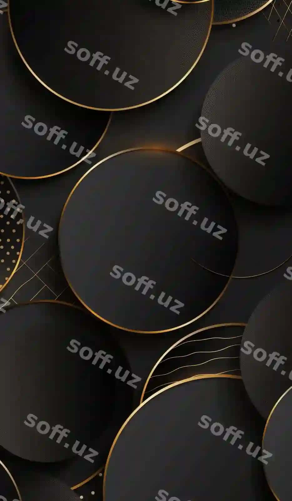 Qorong'i fonda mavhum naqshli oqlangan qora oltin doiralar | Elegant black gold circles with abstract patterns dark background