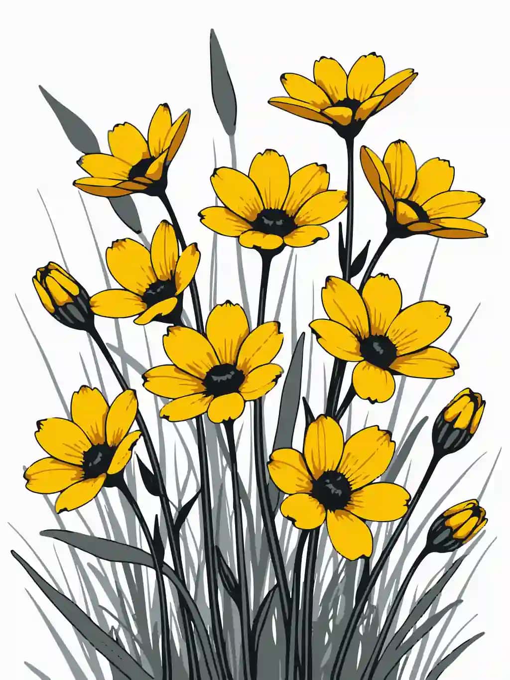 "Gullar" so'zlari bilan sariq gullarni chizish | Drawing yellow flowers with words flowers it