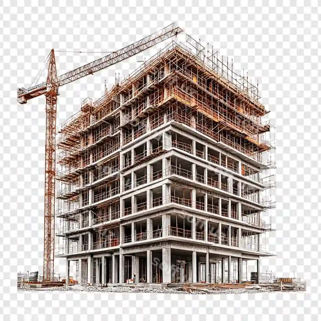 Sariq kran tagida joylashgan bino konstruktsiyasi | Building construction with yellow crane bottom