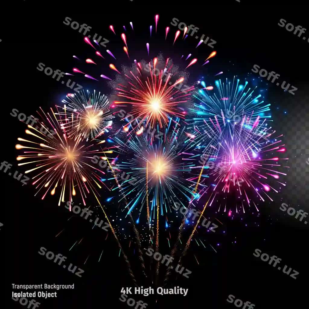 Pektirlar osmonda portlashadi, bayramona qora fonda. | Fireworks explode sky festive black background