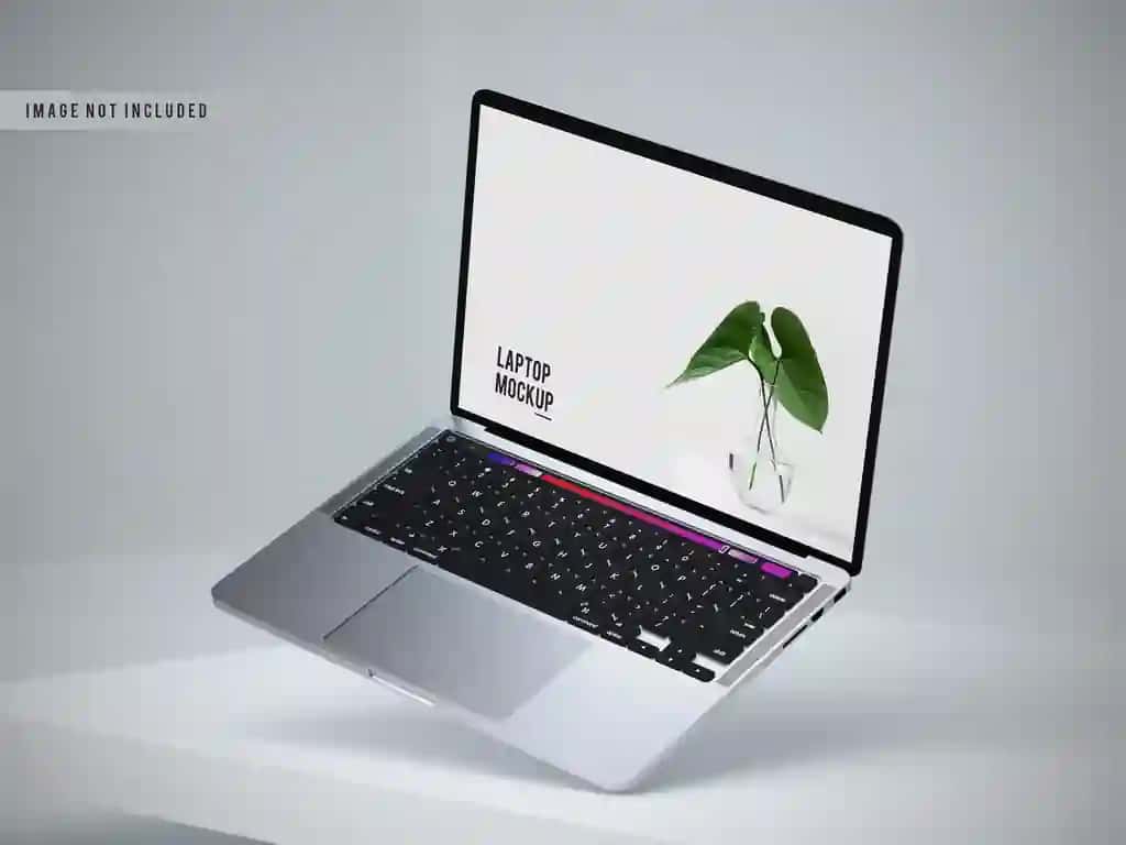 Chap ko'rinishdagi noutbuk maketi dizayni | Left view laptop mockup design