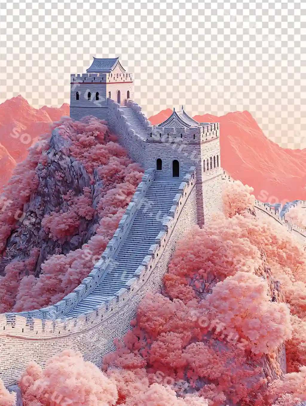 Surreal 3D manzara Katta Devor | Surreal 3d landscape great wall