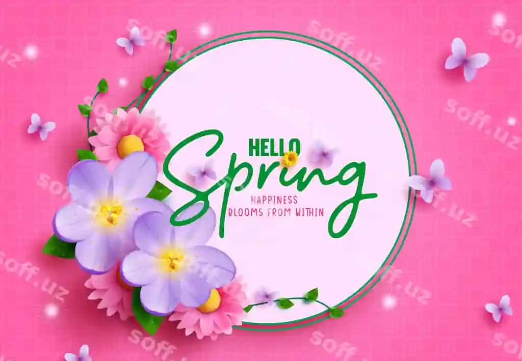 Salom bahor matn vektor shablon dizayni bahor salom matn aylana | Hello spring text vector template design spring hello text circle