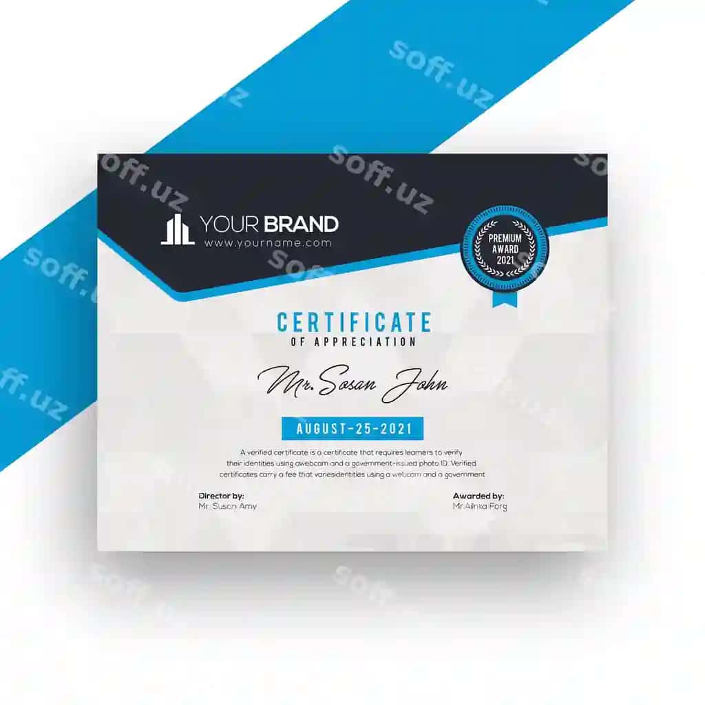 Guvohnoma shabloni dizayni | Certificate template design