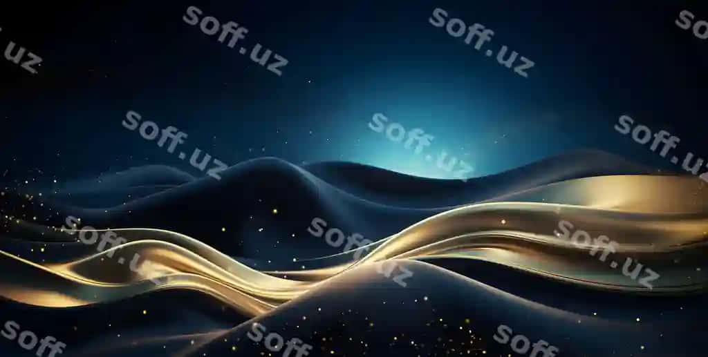 Oltin chiroqlar zarralari bilan 3D render mavhum raqamli to'lqinli fon | 3d render abstract digital wave background with golden lights particles