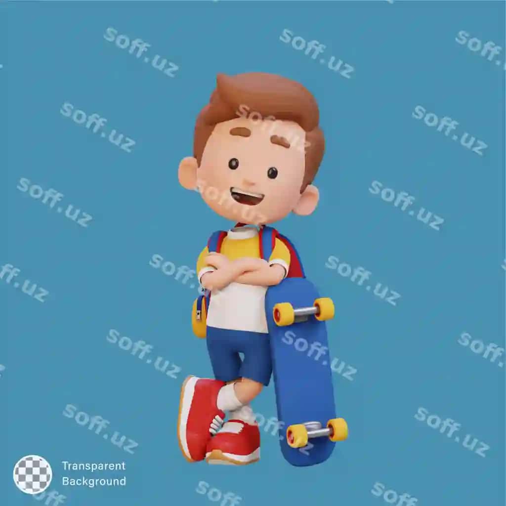 3d bolalik qiz/bolalik qiz qizartmasi skateboardda ride | 3d kid character ride skateboard