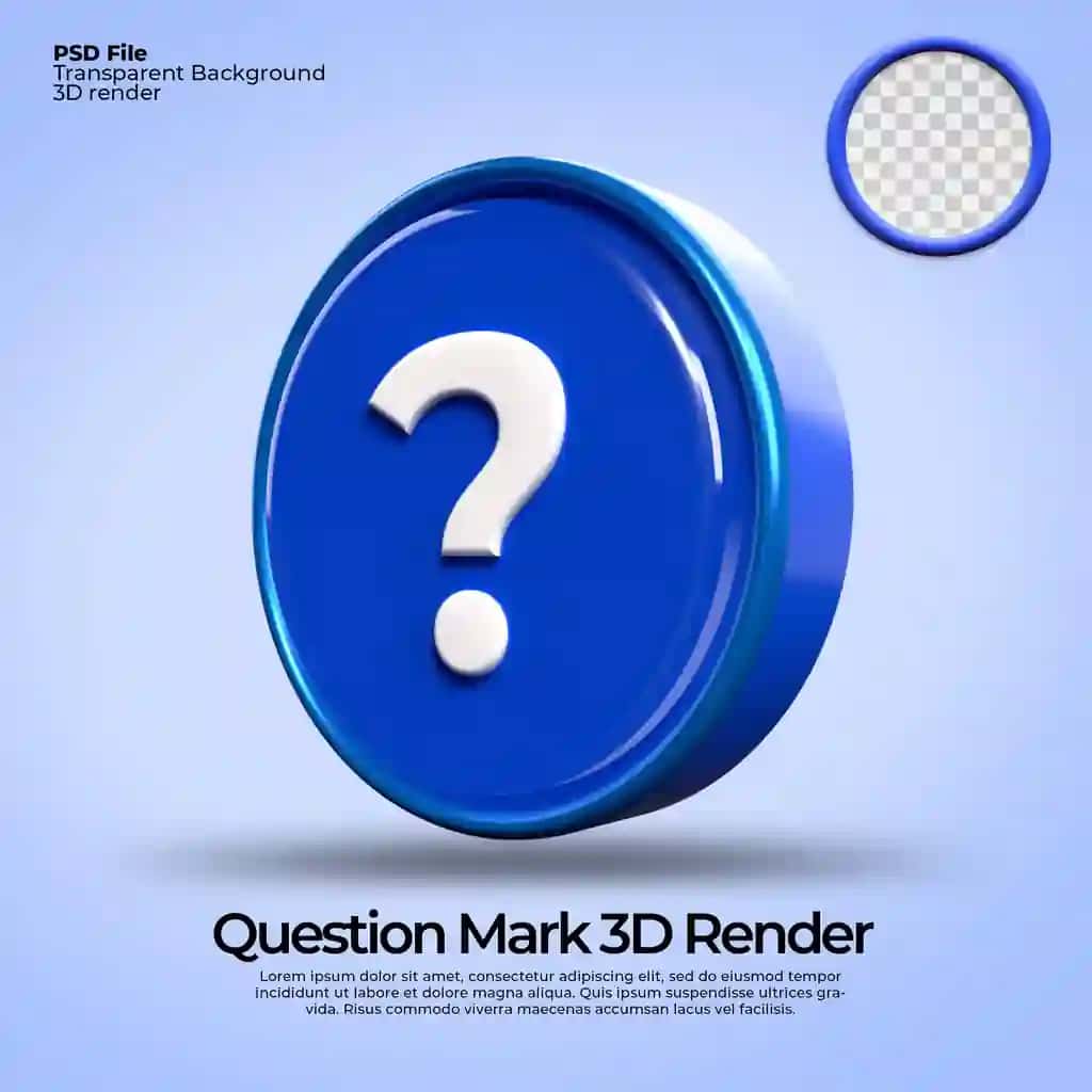 Shaffof fon ko'k rang bilan 3D render piktogramma belgisi savol | 3d render icons symbol question with transparent backgroun blue