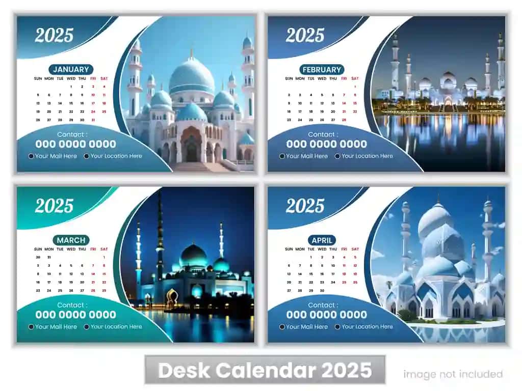Zamonaviy stol taqvimi dizayni shablonlari to'plami 12 oy | Modern desk calendar design template set 12 months