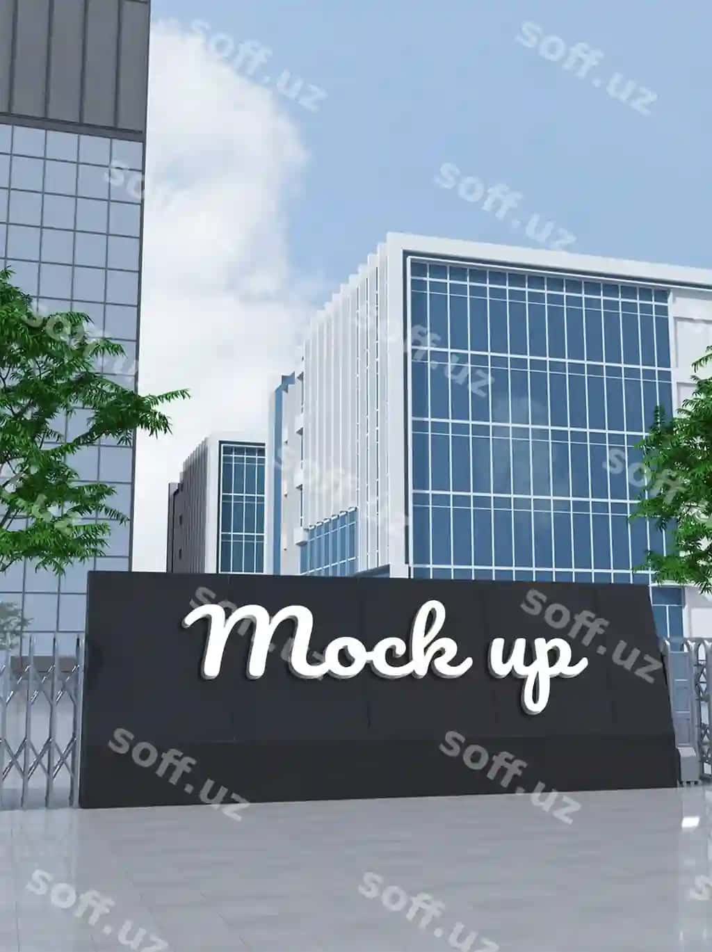 Kompaniya binosi 3d logotip namuna dizayni | Company building 3d logo mockup design